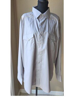 H Bar C Ranch wear Western Shirt Gray Pearl Snap Embroidered Cowboy Size 42